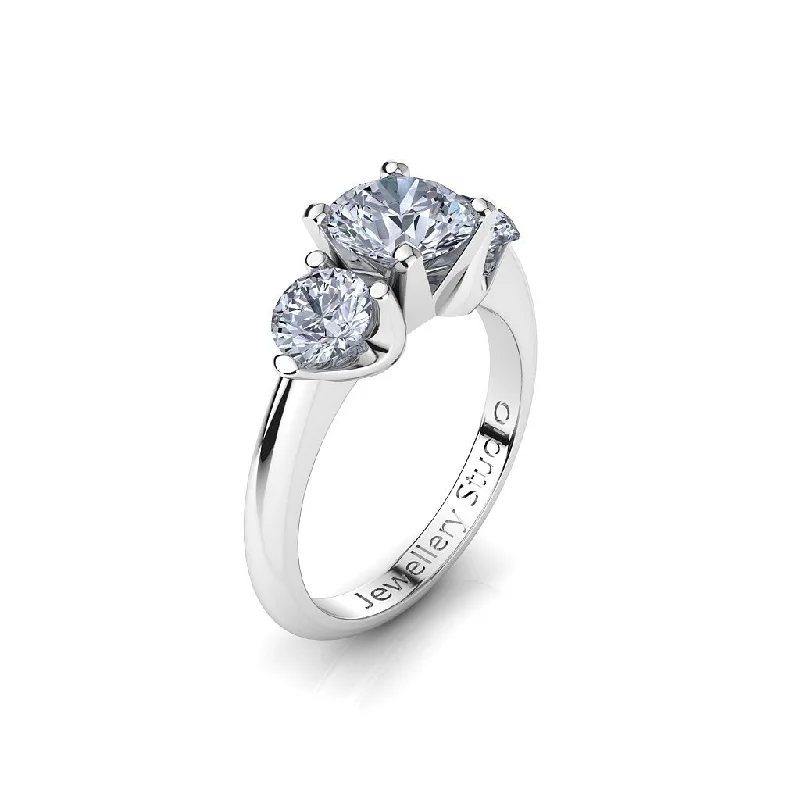 Men's Amethyst Engagement Rings in Sterling Silver with a Contemporary Geometric SettingTrilogy Engagement Ring with 1.00ct Round Brilliant Cut Diamond