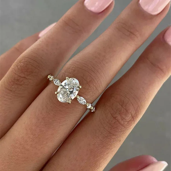 Men's Sapphire Engagement Rings in 18K White Gold with Pave Diamond AccentsUnique Oval Cut Sterling Silver Engagement Ring