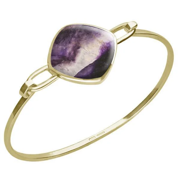 9ct Yellow Gold Blue John Slim Cushion Bangle
