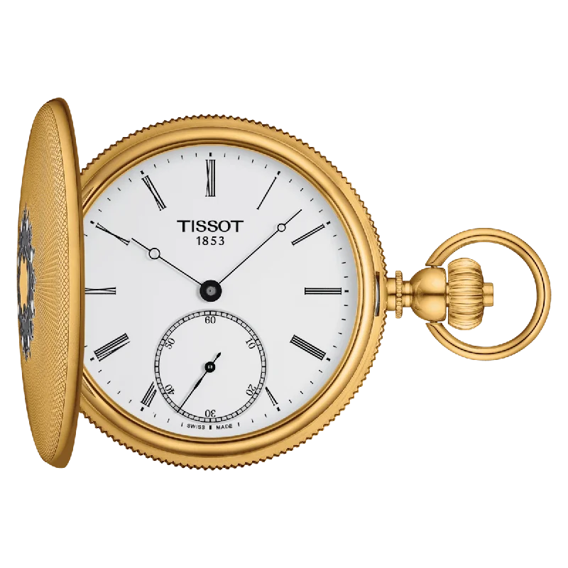 Men's Emerald Engagement Rings with 14K Yellow Gold and Vintage - Style FiligreeTissot Savonnette Mechanical T867.405.39.013.00 Men's Emerald Engagement Rings with 14K Yellow Gold and Vintage - Style FiligreeTissot Savonnette Mechanical T867.405.39.013.00