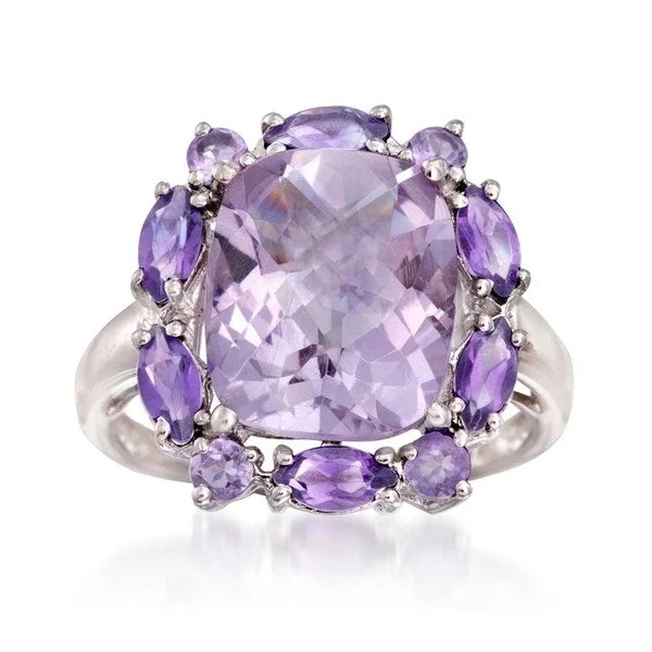 Tourmaline Gemstone Rings in 18K Two - Tone Gold with a Floral - Shaped Setting for a Feminine TouchSterling Silver 6.07ctw Pink & African Amethyst Cluster Ring Tourmaline Gemstone Rings in 18K Two - Tone Gold with a Floral - Shaped Setting for a Feminine TouchSterling Silver 6.07ctw Pink & African Amethyst Cluster Ring