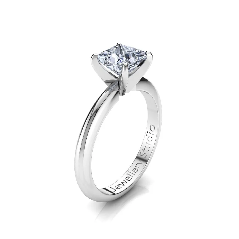 Men's Topaz Engagement Rings in 10K Gold with a Channel - Set Diamond BandSolitaire Engagement Ring with 1.00ct Princess Cut Diamond
