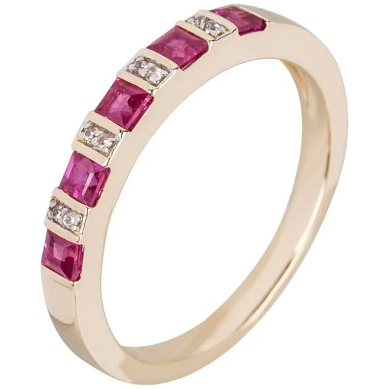 Ruby Gemstone Rings in 14K Yellow Gold with a Solitaire Setting for a Classic and Bold Statement14K Gold Thai Ruby and White Natural Zircon Band Ring Ruby Gemstone Rings in 14K Yellow Gold with a Solitaire Setting for a Classic and Bold Statement14K Gold Thai Ruby and White Natural Zircon Band Ring