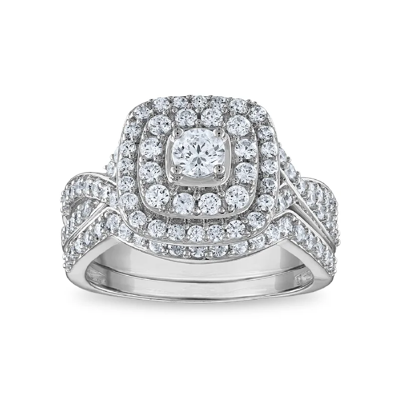Men's Diamond Engagement Rings with Platinum Band and Halo Setting for a Luxury ProposalLoveSong EcoLove 1 1/4 CTW Lab Grown Diamond Halo Bridal Set in 10KT White Gold Men's Diamond Engagement Rings with Platinum Band and Halo Setting for a Luxury ProposalLoveSong EcoLove 1 1/4 CTW Lab Grown Diamond Halo Bridal Set in 10KT White Gold
