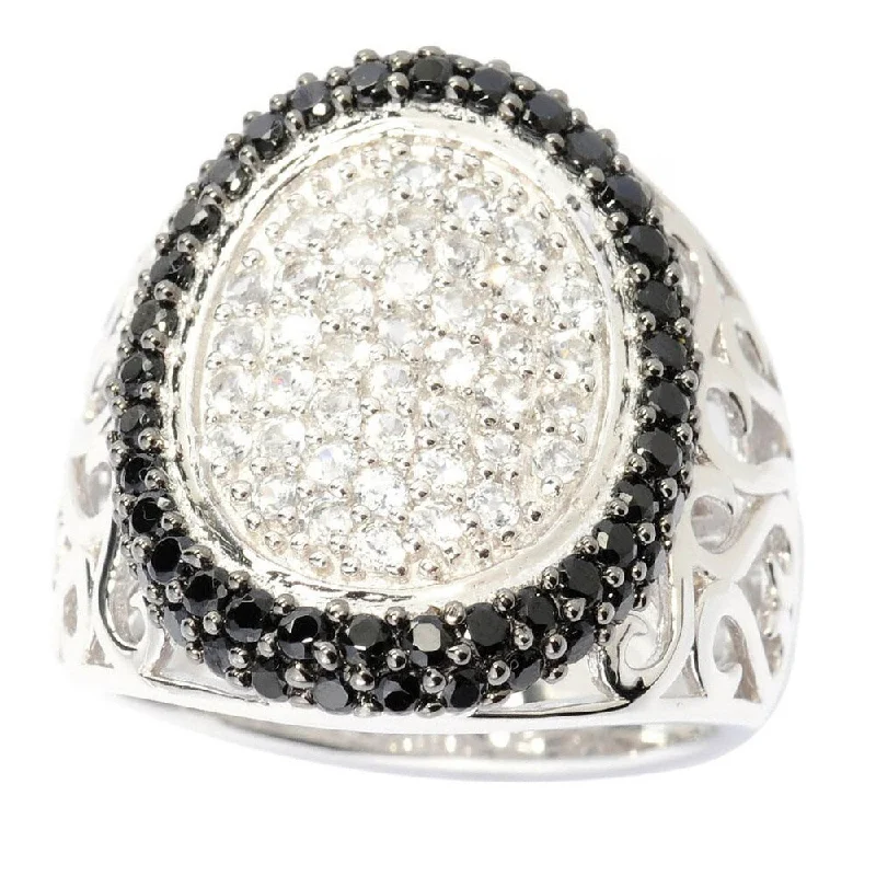 Lapis Lazuli Gemstone Rings in Sterling Silver with a Star - Shaped Setting for a Celestial - Inspired PieceSterling Silver White Topaz and Black Spinel Wide Oval Top Ring Lapis Lazuli Gemstone Rings in Sterling Silver with a Star - Shaped Setting for a Celestial - Inspired PieceSterling Silver White Topaz and Black Spinel Wide Oval Top Ring