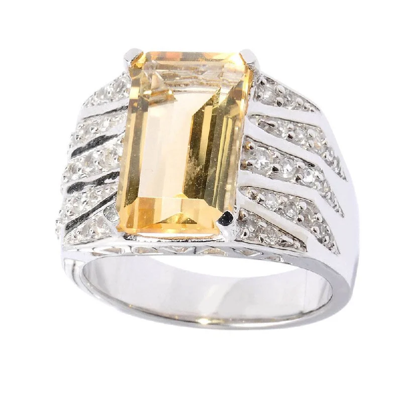 Emerald Gemstone Rings Set in Platinum with Filigree Work for a Vintage - Inspired LookSterling Silver Emerald-cut Citrine and White Topaz Ring Emerald Gemstone Rings Set in Platinum with Filigree Work for a Vintage - Inspired LookSterling Silver Emerald-cut Citrine and White Topaz Ring