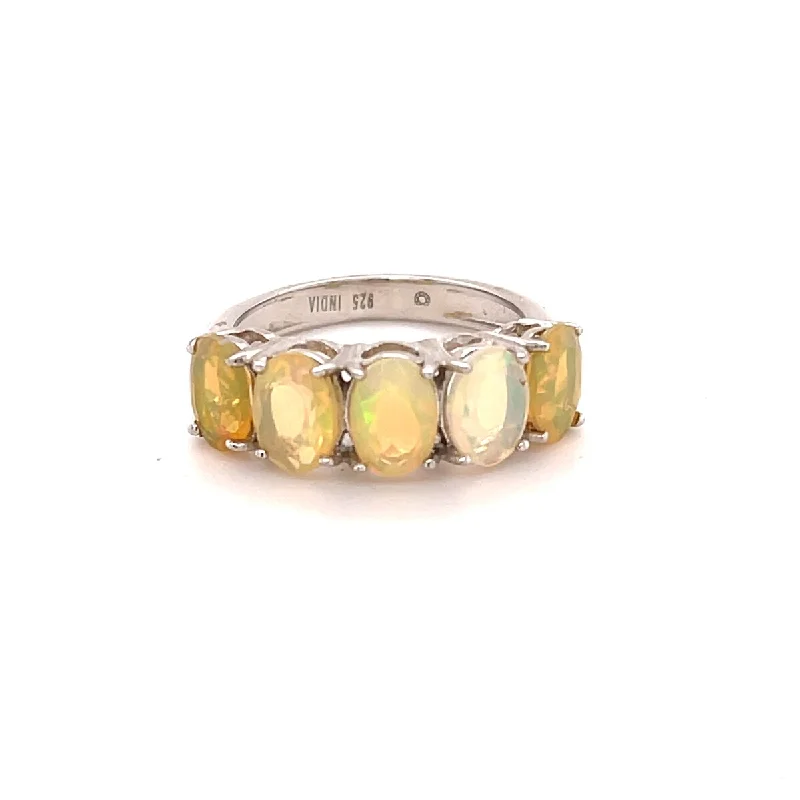 Sapphire Gemstone Rings in 18K White Gold with Diamond Accents for an Elegant Engagement925 Sterling Silver Ethiopian Opal 5-Stone Ring Sapphire Gemstone Rings in 18K White Gold with Diamond Accents for an Elegant Engagement925 Sterling Silver Ethiopian Opal 5-Stone Ring