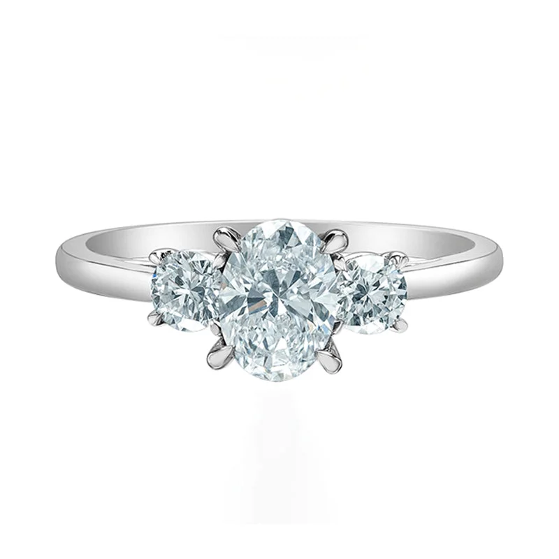 Oval & Round Brilliant Three Stone Engagement Ring 1.51ct