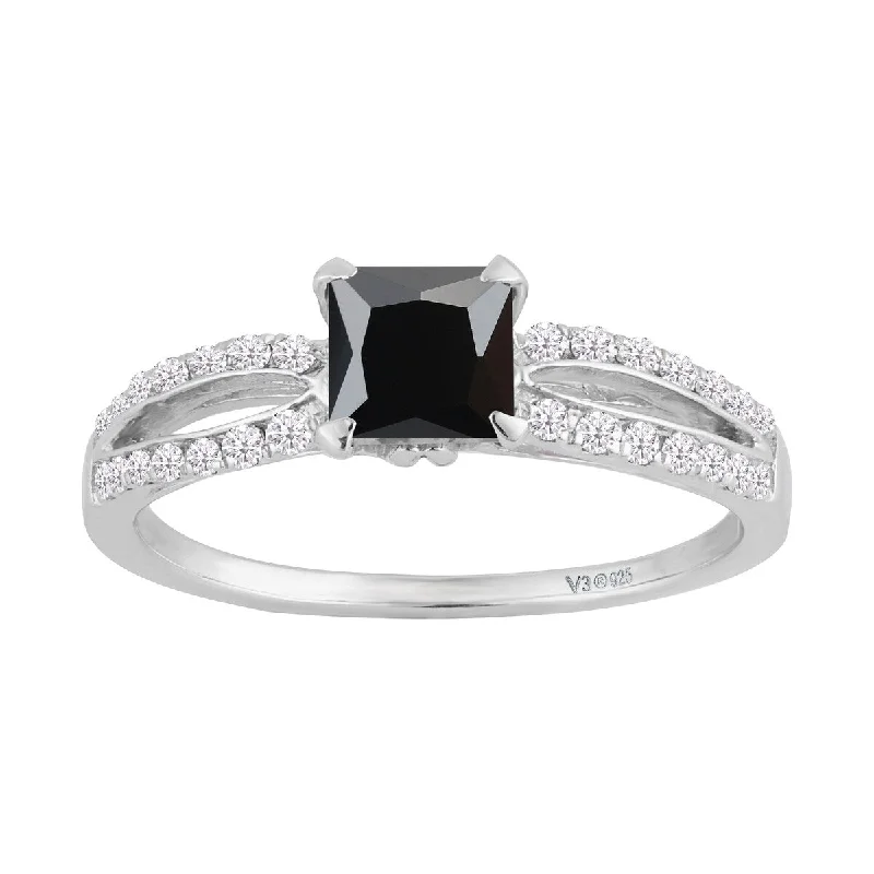 Turquoise Gemstone Rings in 925 Silver with a Southwestern - Inspired Design for a Rustic CharmSterling Silver with Natural Black Spinel and White Diamond Ring Turquoise Gemstone Rings in 925 Silver with a Southwestern - Inspired Design for a Rustic CharmSterling Silver with Natural Black Spinel and White Diamond Ring