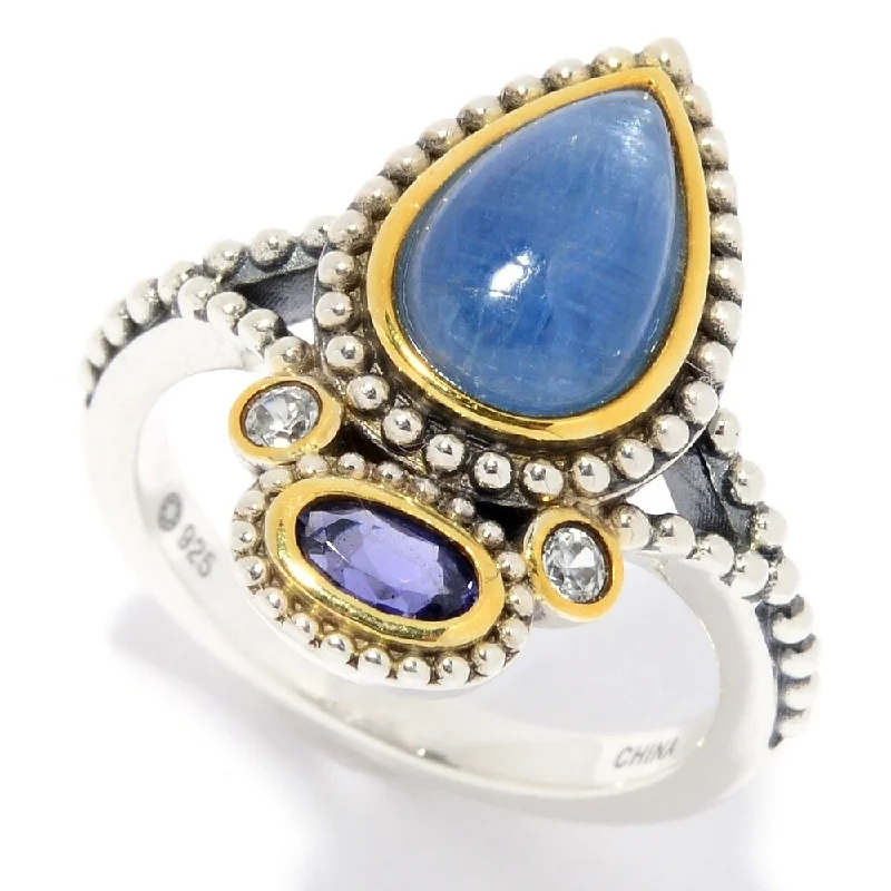 Topaz Gemstone Rings in 10K Gold with a Channel - Set Design for a Contemporary and Durable OptionSterling Silver Kyanite, Iolite & White Zircon Beaded Ring Topaz Gemstone Rings in 10K Gold with a Channel - Set Design for a Contemporary and Durable OptionSterling Silver Kyanite, Iolite & White Zircon Beaded Ring