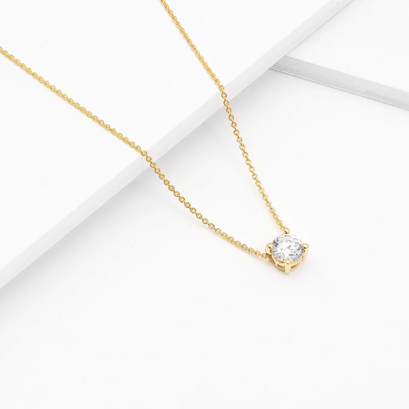 9K Yellow Gold Round Brilliant Lab Diamond Solitaire Slider Pendant 0.50ct