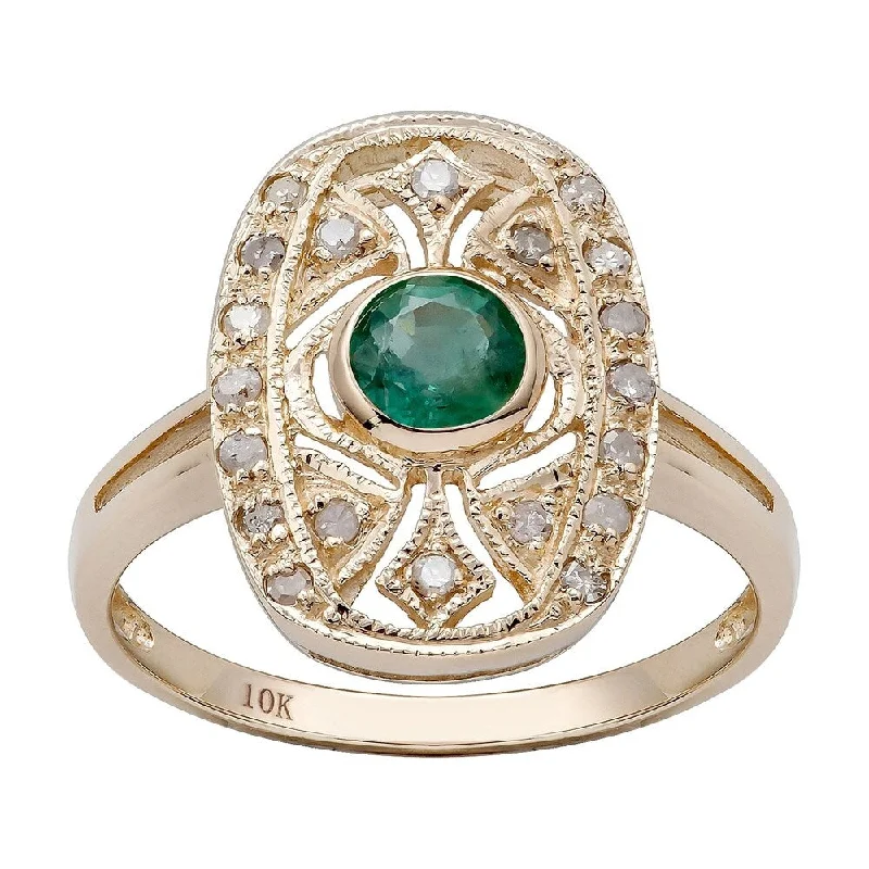 Tourmaline Gemstone Rings in 18K Two - Tone Gold with a Floral - Shaped Setting for a Feminine TouchViducci 10k Yellow Gold Vintage Style Genuine Round Emerald and Diamond Ring Tourmaline Gemstone Rings in 18K Two - Tone Gold with a Floral - Shaped Setting for a Feminine TouchViducci 10k Yellow Gold Vintage Style Genuine Round Emerald and Diamond Ring