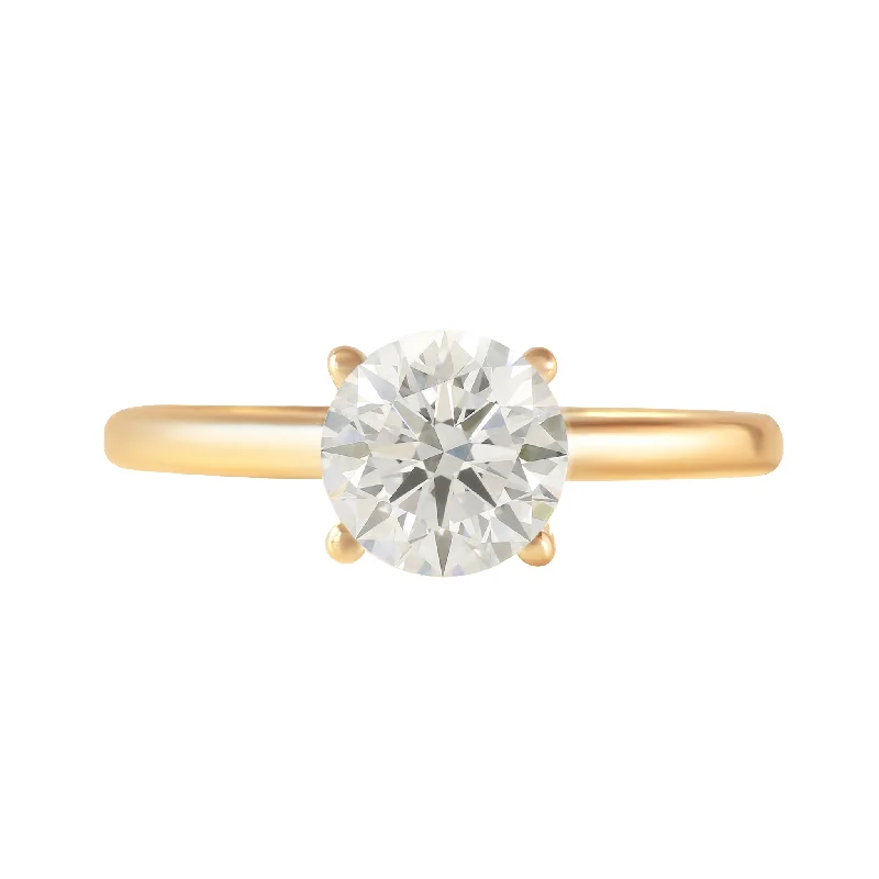 Men's Tourmaline Engagement Rings in 18K Two - Tone Gold with a Floral - Inspired SettingSolitaire 1 carat Round Lab Diamond Engagement Ring, 3mm band Arya