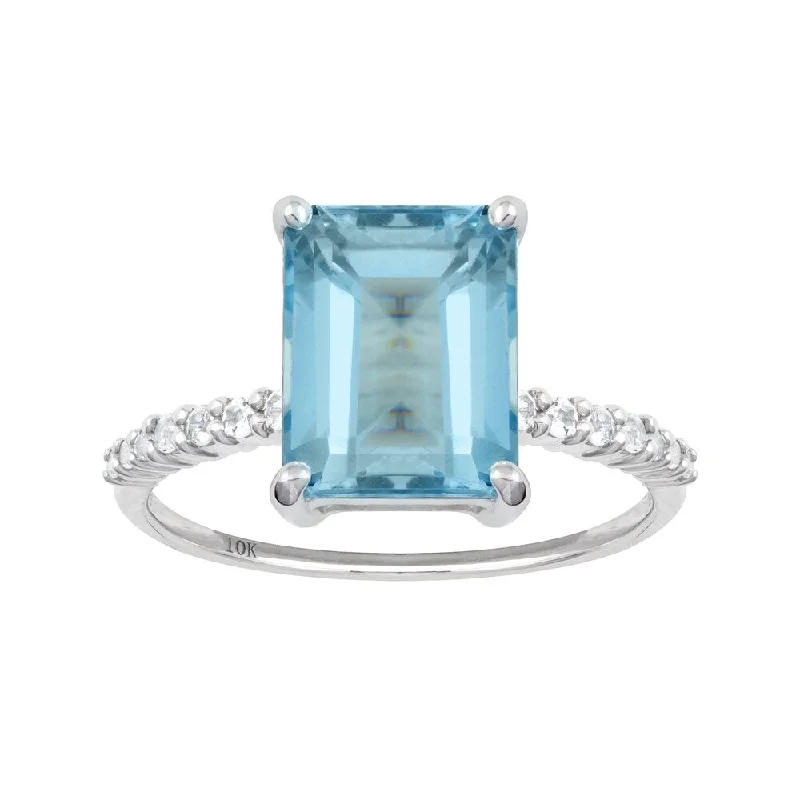 Peridot Gemstone Rings in 14K Gold - Filled Metal with a Pave - Set Band for a Sparkling LookViducci 10k White Gold Emerald-Cut Blue Topaz and White Topaz Ring Peridot Gemstone Rings in 14K Gold - Filled Metal with a Pave - Set Band for a Sparkling LookViducci 10k White Gold Emerald-Cut Blue Topaz and White Topaz Ring