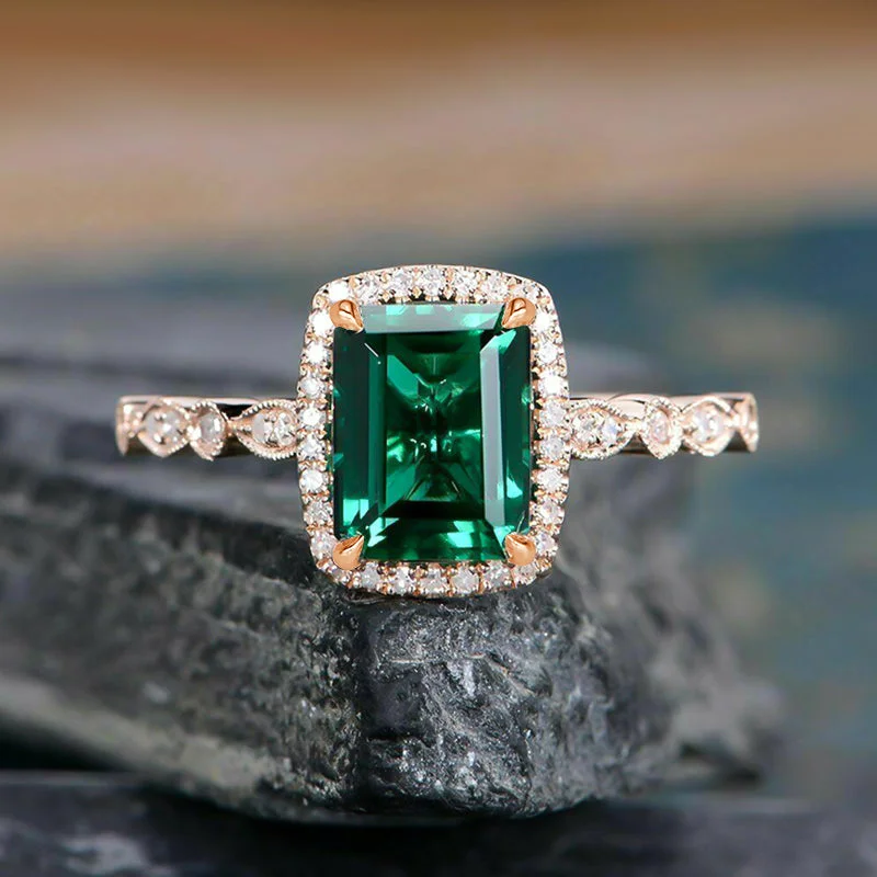 Men's Amethyst Engagement Rings in Sterling Silver with a Contemporary Geometric SettingVintage Halo Emerald Cut Sterling Silver Engagement Ring