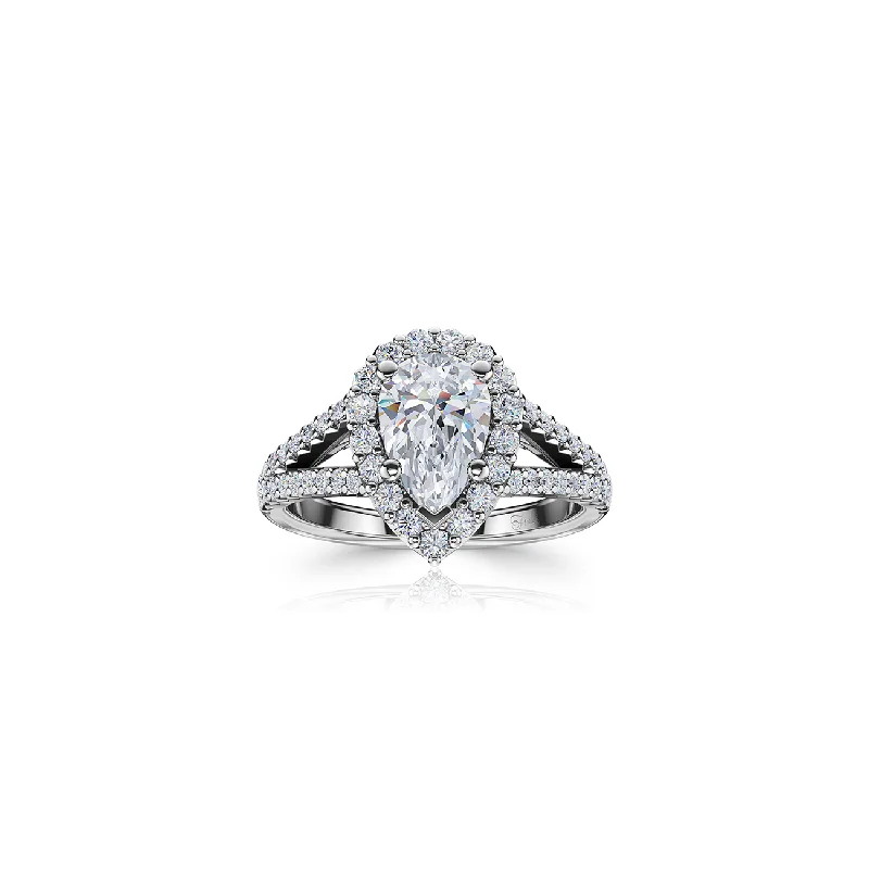 Men's Moonstone Engagement Rings in Silver - Plated Copper with a Celtic Knot PatternThe Studio Collection Pear Shape Diamond Halo Split Shank Engagement Ring