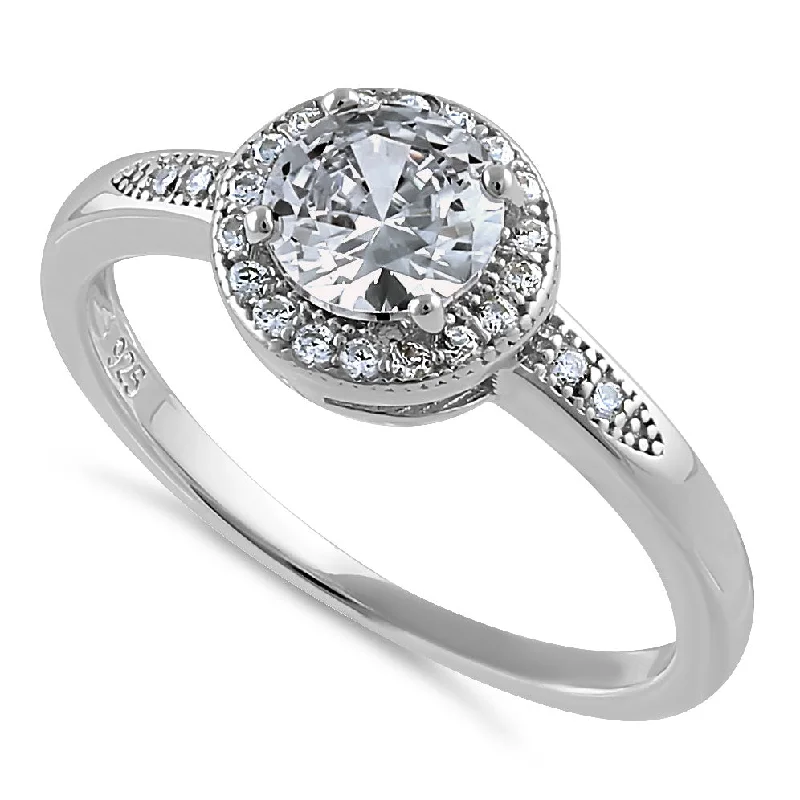 Men's Ruby Engagement Rings in Rose Gold with a Solitaire Design for a Romantic GestureSterling Silver Elegant Round Halo Clear CZ Ring Men's Ruby Engagement Rings in Rose Gold with a Solitaire Design for a Romantic GestureSterling Silver Elegant Round Halo Clear CZ Ring