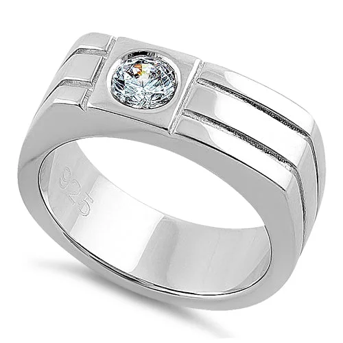 Men's Lapis Lazuli Engagement Rings in Sterling Silver with a Star - Shaped Stone SettingSterling Silver Men's Offset Round Cut Clear CZ Ring Men's Lapis Lazuli Engagement Rings in Sterling Silver with a Star - Shaped Stone SettingSterling Silver Men's Offset Round Cut Clear CZ Ring