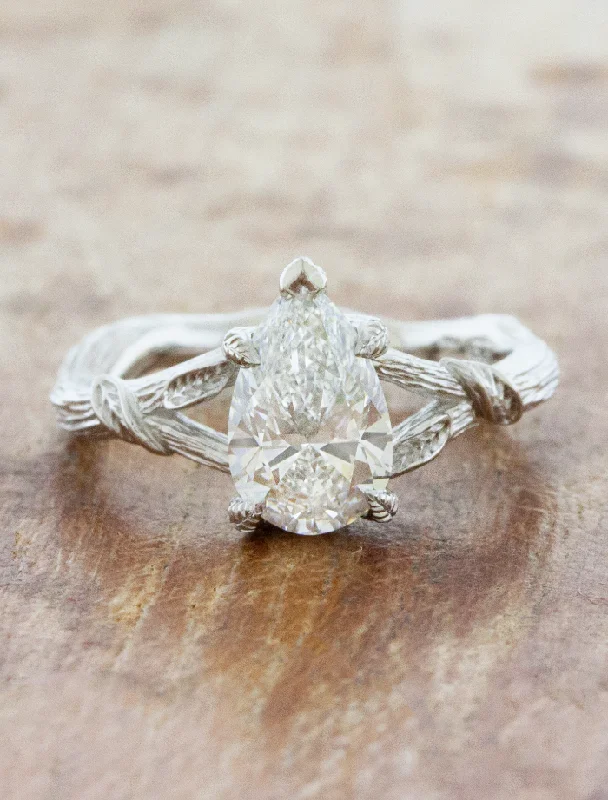 Men's Sapphire Engagement Rings in 18K White Gold with Pave Diamond AccentsAdelia - 1.21ct Pear Lab Grown Diamond Men's Sapphire Engagement Rings in 18K White Gold with Pave Diamond AccentsAdelia - 1.21ct Pear Lab Grown Diamond