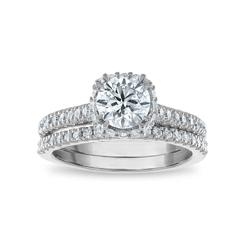 Men's Sapphire Engagement Rings in 18K White Gold with Pave Diamond AccentsSignature EcoLove Diamond Dreams 1-1/2 CTW Lab Grown Diamond Halo Bridal Set in 14KT White Gold Men's Sapphire Engagement Rings in 18K White Gold with Pave Diamond AccentsSignature EcoLove Diamond Dreams 1-1/2 CTW Lab Grown Diamond Halo Bridal Set in 14KT White Gold