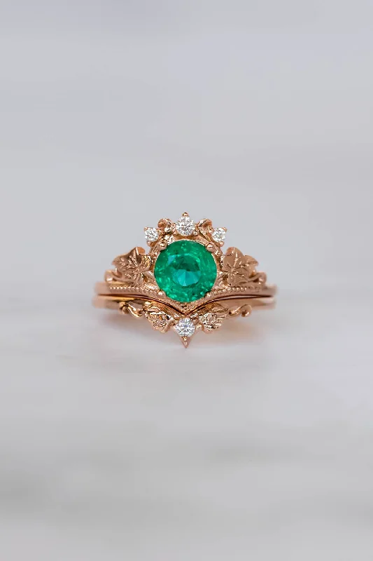 Men's Malachite Engagement Rings in 14K Gold with a Carved Stone Centerpiece1 carat emerald engagement ring set, nature themed gold stacking rings with diamonds / Ariadne Men's Malachite Engagement Rings in 14K Gold with a Carved Stone Centerpiece1 carat emerald engagement ring set, nature themed gold stacking rings with diamonds / Ariadne