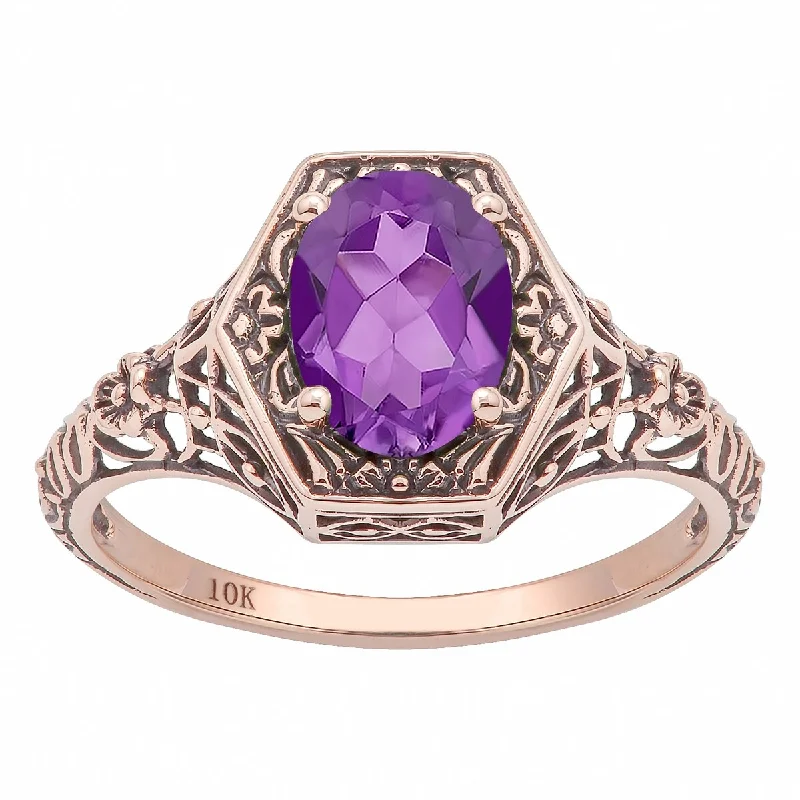 Tourmaline Gemstone Rings in 18K Two - Tone Gold with a Floral - Shaped Setting for a Feminine TouchViducci 10k Rose Gold Vintage Style Genuine Oval Amethyst Ring Tourmaline Gemstone Rings in 18K Two - Tone Gold with a Floral - Shaped Setting for a Feminine TouchViducci 10k Rose Gold Vintage Style Genuine Oval Amethyst Ring