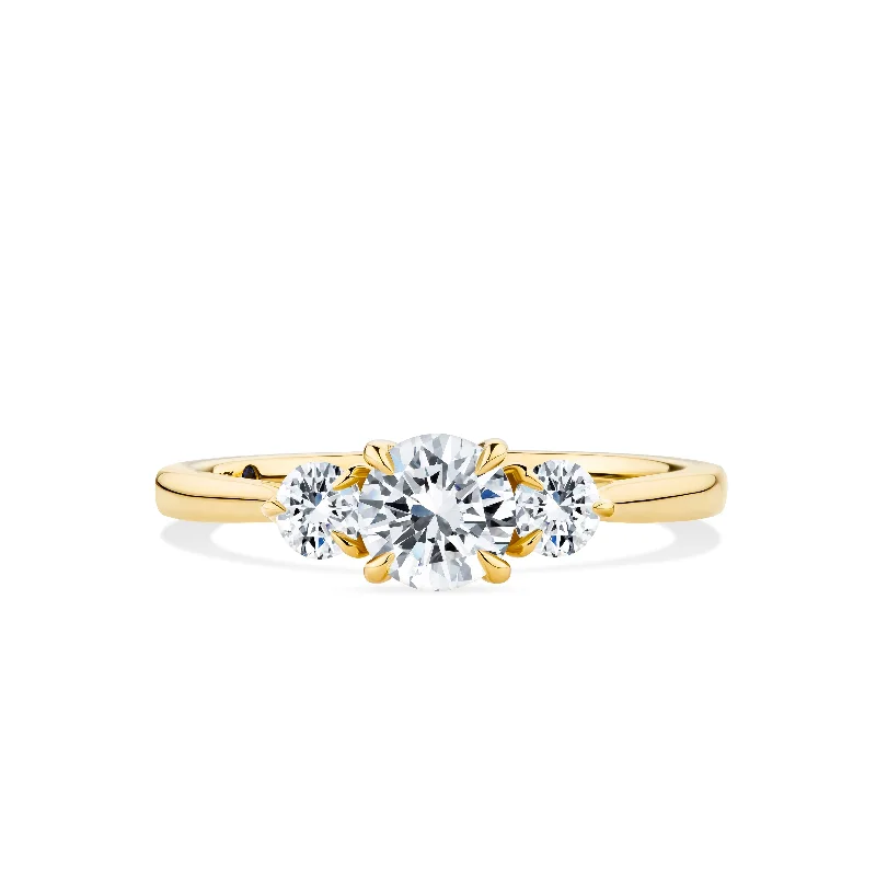 Men's Topaz Engagement Rings in 10K Gold with a Channel - Set Diamond Band1917™ 0.87ct TW Diamond Three Stone Engagement Ring in 18ct Yellow Gold Men's Topaz Engagement Rings in 10K Gold with a Channel - Set Diamond Band1917™ 0.87ct TW Diamond Three Stone Engagement Ring in 18ct Yellow Gold
