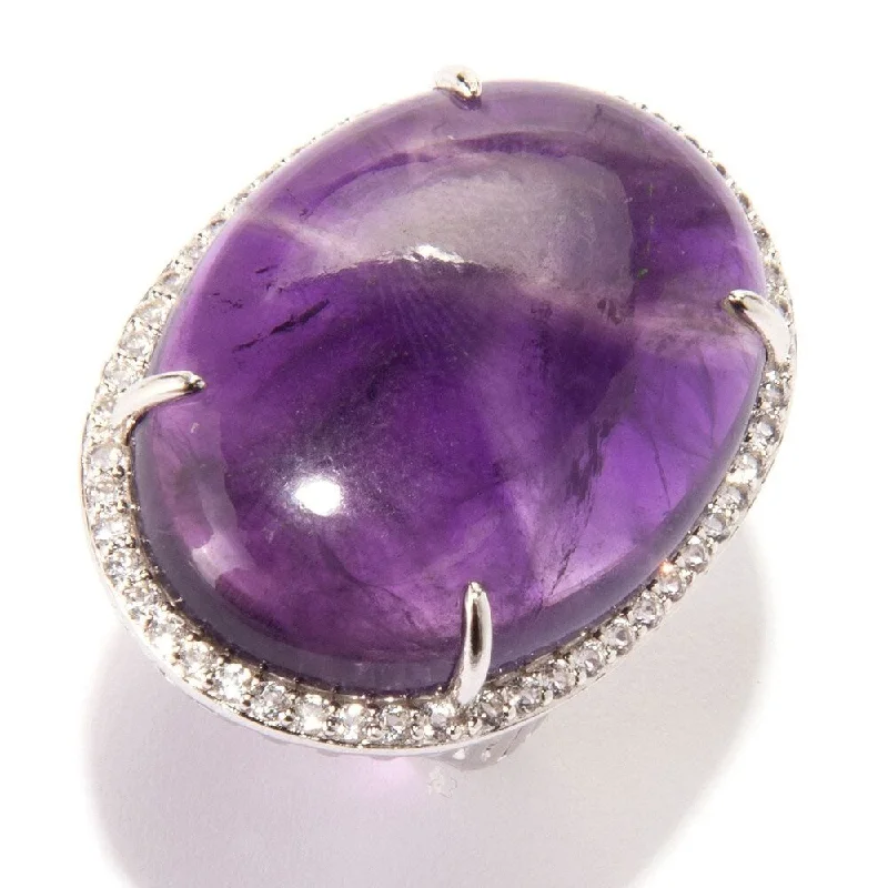 Turquoise Gemstone Rings in 925 Silver with a Southwestern - Inspired Design for a Rustic CharmPinctore Ster Silver 37ct African Amethyst & White Topaz Cocktail Ring, Size 7 Turquoise Gemstone Rings in 925 Silver with a Southwestern - Inspired Design for a Rustic CharmPinctore Ster Silver 37ct African Amethyst & White Topaz Cocktail Ring, Size 7