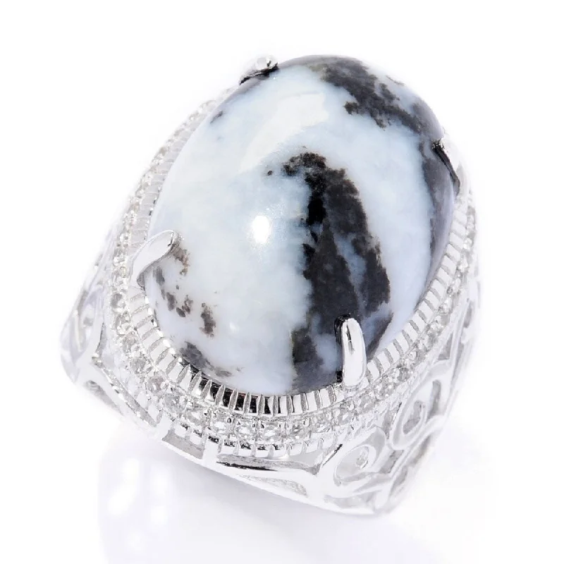 Moonstone Gemstone Rings in Silver - Plated Copper with a Celtic - Inspired Pattern for a Mystical VibeSterling Silver White Buffalo & White Topaz Ring Moonstone Gemstone Rings in Silver - Plated Copper with a Celtic - Inspired Pattern for a Mystical VibeSterling Silver White Buffalo & White Topaz Ring