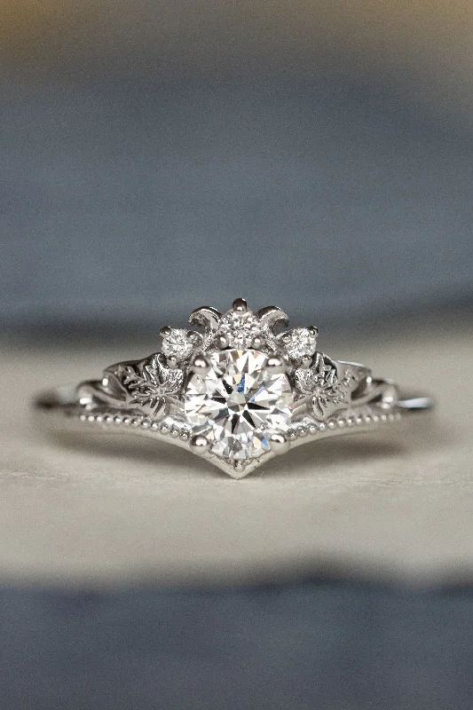Men's Moonstone Engagement Rings in Silver - Plated Copper with a Celtic Knot PatternLab grown diamond white gold engagement ring with tiny ivy leaves / Ariadne Men's Moonstone Engagement Rings in Silver - Plated Copper with a Celtic Knot PatternLab grown diamond white gold engagement ring with tiny ivy leaves / Ariadne