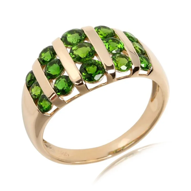 Peridot Gemstone Rings in 14K Gold - Filled Metal with a Pave - Set Band for a Sparkling Look14Kt Yellow Gold Chrome Diopside Ring Peridot Gemstone Rings in 14K Gold - Filled Metal with a Pave - Set Band for a Sparkling Look14Kt Yellow Gold Chrome Diopside Ring