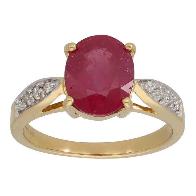 Men's Emerald Engagement Rings with 14K Yellow Gold and Vintage - Style Filigree18ct Gold 0.08ct Diamond & Glass Filled Ruby Dress/Cocktail Ring Size N