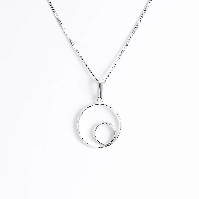Sterling Silver Double Circle Pendant 14mm