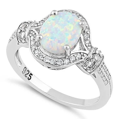 Men's Black Onyx Engagement Rings Set in Titanium for a Modern and Bold LookSterling Silver White Lab-Opal CZ Ring