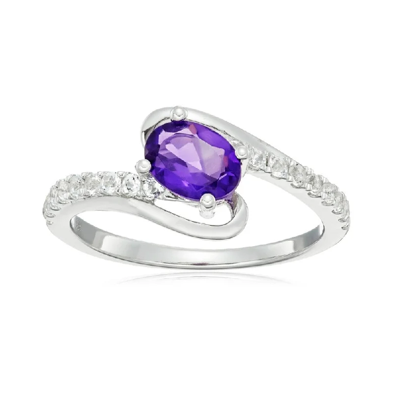 Amethyst Gemstone Rings in Sterling Silver with a Halo of Cubic Zirconia for a Budget - Friendly LuxurySterling Silver African Amethyst and White Topaz Ring Amethyst Gemstone Rings in Sterling Silver with a Halo of Cubic Zirconia for a Budget - Friendly LuxurySterling Silver African Amethyst and White Topaz Ring