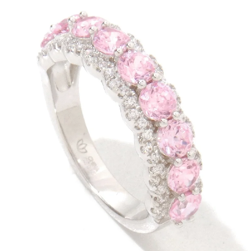 Sapphire Gemstone Rings in 18K White Gold with Diamond Accents for an Elegant Engagement925 Sterling Silver Pink Color Zircon and White Zircon Ring Sapphire Gemstone Rings in 18K White Gold with Diamond Accents for an Elegant Engagement925 Sterling Silver Pink Color Zircon and White Zircon Ring