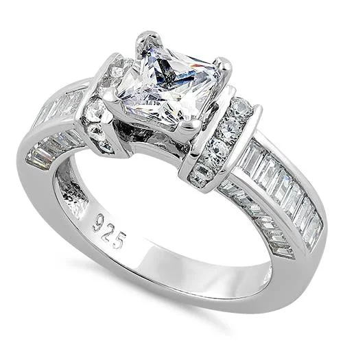Men's Aquamarine Engagement Rings in 9K Gold with a Bezel - Set StoneSterling Silver 1.0 ct. Princess-Cut CZ Ring Men's Aquamarine Engagement Rings in 9K Gold with a Bezel - Set StoneSterling Silver 1.0 ct. Princess-Cut CZ Ring