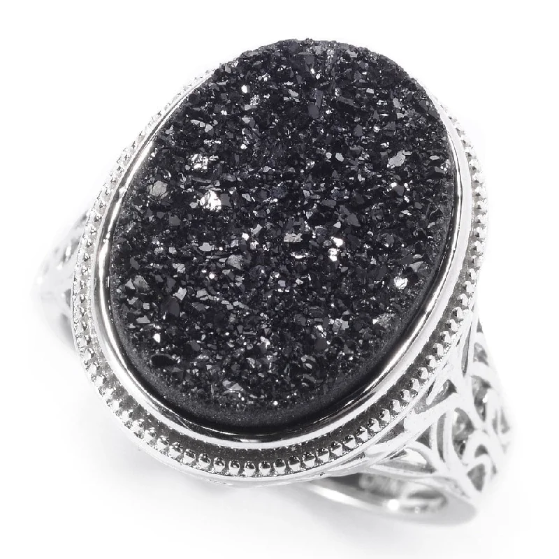 Topaz Gemstone Rings in 10K Gold with a Channel - Set Design for a Contemporary and Durable OptionSterling Silver 16 x 12mm Oval Black Drusy Filigree Ring Topaz Gemstone Rings in 10K Gold with a Channel - Set Design for a Contemporary and Durable OptionSterling Silver 16 x 12mm Oval Black Drusy Filigree Ring