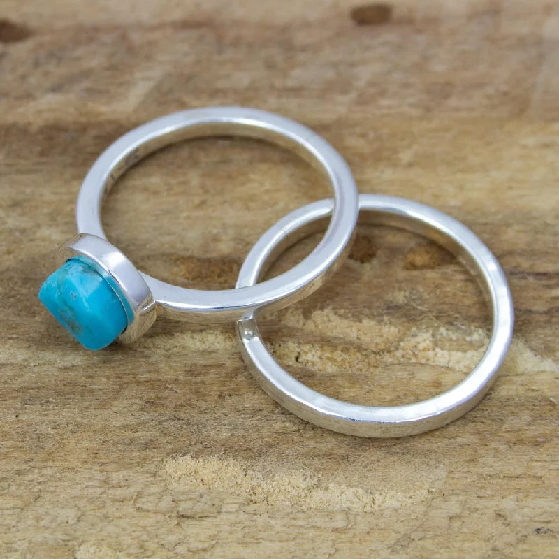 Moonstone Gemstone Rings in Silver - Plated Copper with a Celtic - Inspired Pattern for a Mystical VibeHandmade Set of 2 Sterling Silver 'Sky Glow' Turquoise Stacking Rings (Mexico) Moonstone Gemstone Rings in Silver - Plated Copper with a Celtic - Inspired Pattern for a Mystical VibeHandmade Set of 2 Sterling Silver 'Sky Glow' Turquoise Stacking Rings (Mexico)