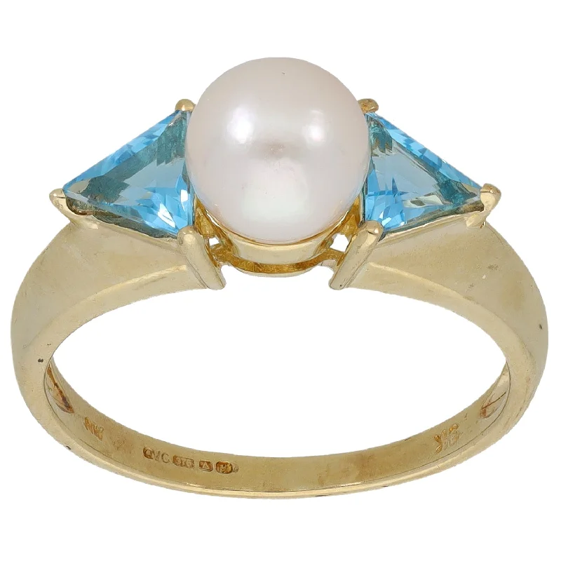 Men's Topaz Engagement Rings in 10K Gold with a Channel - Set Diamond Band9ct Gold Cultured Pearl & Topaz Trilogy Ring Size P 1/2 Men's Topaz Engagement Rings in 10K Gold with a Channel - Set Diamond Band9ct Gold Cultured Pearl & Topaz Trilogy Ring Size P 1/2