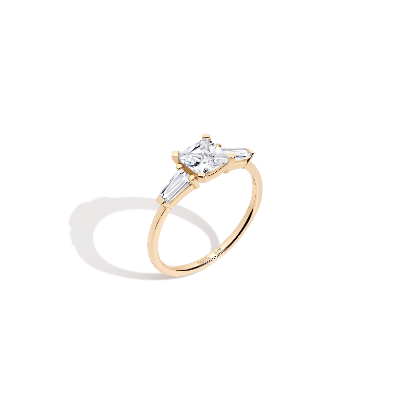 Men's Citrine Engagement Rings in Stainless Steel with a Stackable Band DesignPrincess Cut Tapered Baguette Diamond Ring