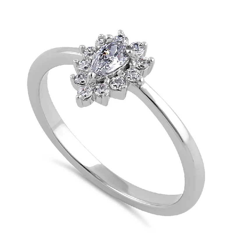 Men's Aquamarine Engagement Rings in 9K Gold with a Bezel - Set StoneSterling Silver Clear CZ Dainty Pear Halo Ring Men's Aquamarine Engagement Rings in 9K Gold with a Bezel - Set StoneSterling Silver Clear CZ Dainty Pear Halo Ring