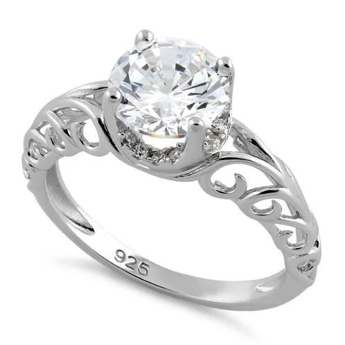 Men's Sapphire Engagement Rings in 18K White Gold with Pave Diamond AccentsSterling Silver 2.0 ct. CZ Swirl Ring Men's Sapphire Engagement Rings in 18K White Gold with Pave Diamond AccentsSterling Silver 2.0 ct. CZ Swirl Ring