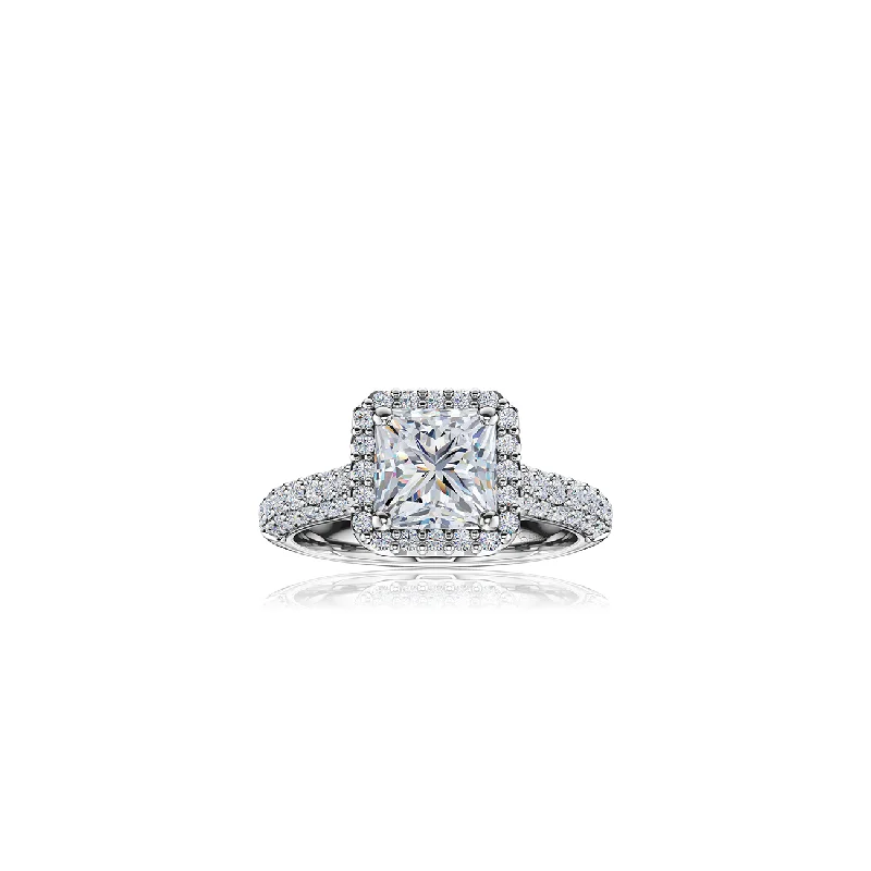 Men's Sapphire Engagement Rings in 18K White Gold with Pave Diamond AccentsThe Studio Collection Princess Cut Diamond Halo Pavé Shank Engagement Ring Men's Sapphire Engagement Rings in 18K White Gold with Pave Diamond AccentsThe Studio Collection Princess Cut Diamond Halo Pavé Shank Engagement Ring