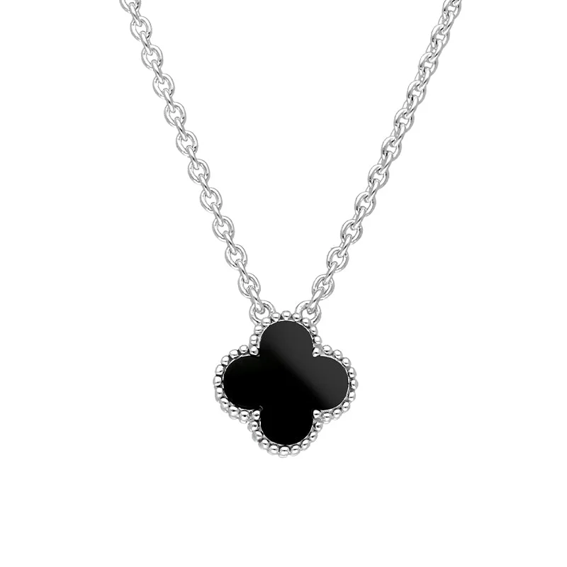 chain necklaces for groomsmen18ct White Gold Whitby Jet Bloom Small Four Leaf Clover Ball Edge Chain Necklace chain necklaces for groomsmen18ct White Gold Whitby Jet Bloom Small Four Leaf Clover Ball Edge Chain Necklace