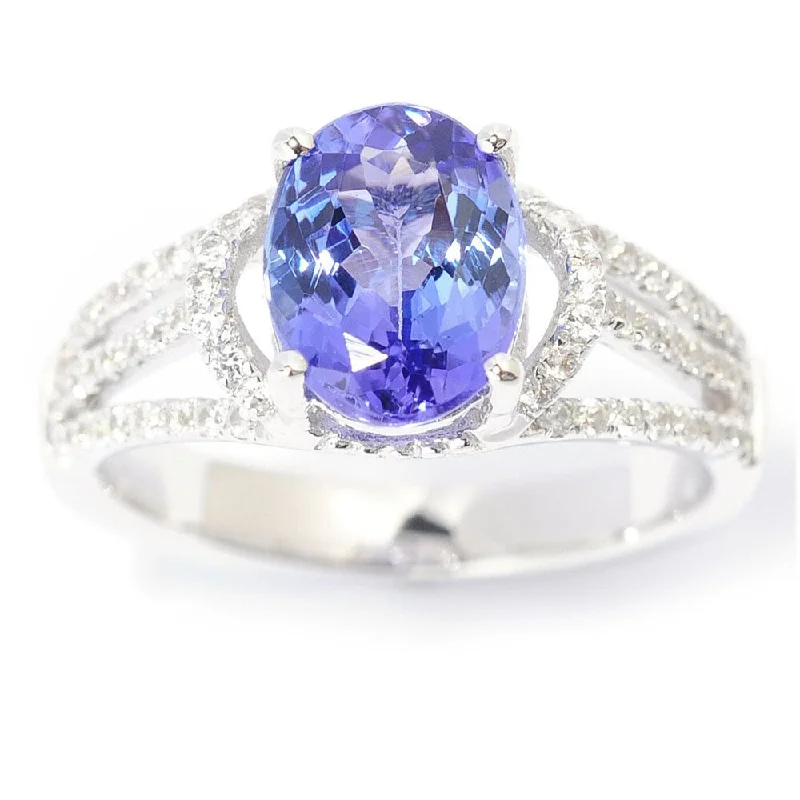 Sapphire Gemstone Rings in 18K White Gold with Diamond Accents for an Elegant Engagement14k White Gold 2ct TGW AAA+ Tanzanite and White Zircon Split Shank Ring Sapphire Gemstone Rings in 18K White Gold with Diamond Accents for an Elegant Engagement14k White Gold 2ct TGW AAA+ Tanzanite and White Zircon Split Shank Ring