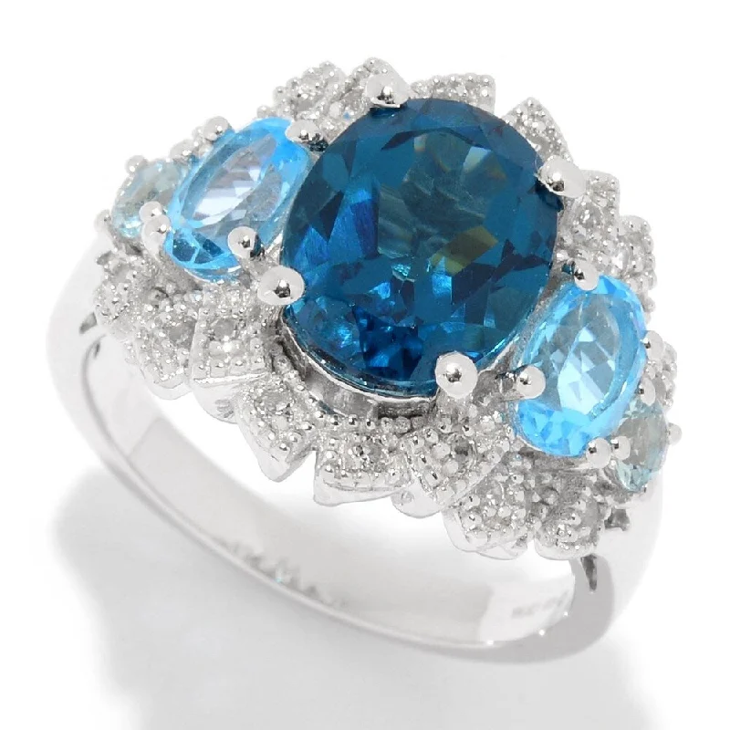 Peridot Gemstone Rings in 14K Gold - Filled Metal with a Pave - Set Band for a Sparkling LookSterling Silver London Blue Topaz & White Topaz Ring Peridot Gemstone Rings in 14K Gold - Filled Metal with a Pave - Set Band for a Sparkling LookSterling Silver London Blue Topaz & White Topaz Ring