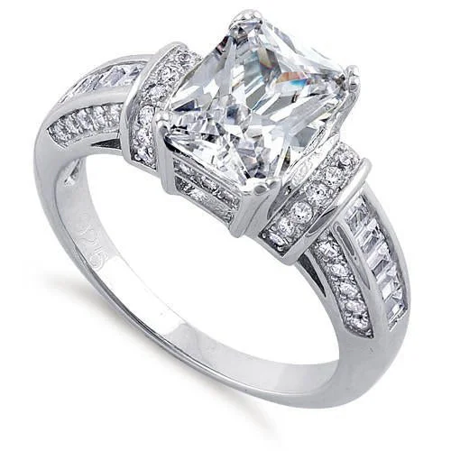 Men's Ruby Engagement Rings in Rose Gold with a Solitaire Design for a Romantic GestureSterling Silver Clear Emerald-Cut CZ Ring Men's Ruby Engagement Rings in Rose Gold with a Solitaire Design for a Romantic GestureSterling Silver Clear Emerald-Cut CZ Ring