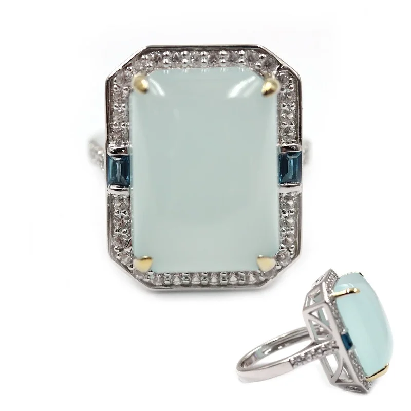 Aquamarine Gemstone Rings in 9K Gold with a Bezel Setting for a Modern and Secure Fit925 Sterling Silver Aqua Chalcedony Ring Aquamarine Gemstone Rings in 9K Gold with a Bezel Setting for a Modern and Secure Fit925 Sterling Silver Aqua Chalcedony Ring