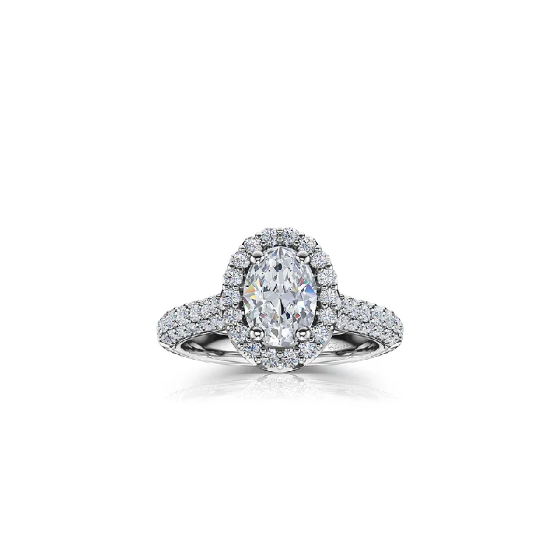 Men's Tourmaline Engagement Rings in 18K Two - Tone Gold with a Floral - Inspired SettingThe Studio Collection Oval Diamond Halo Pavé Shank Engagement Ring Men's Tourmaline Engagement Rings in 18K Two - Tone Gold with a Floral - Inspired SettingThe Studio Collection Oval Diamond Halo Pavé Shank Engagement Ring